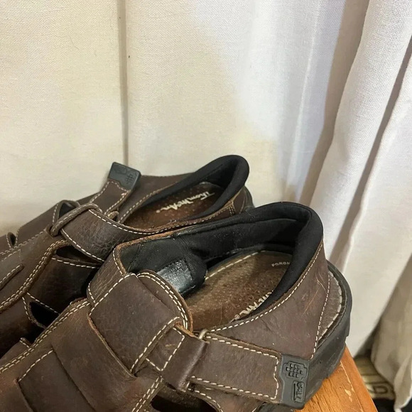 Thom Mcan Mens Sandals Size 12 Brown Leather Strap Fisherman Slingback Shoe Wide - Picture 6 of 13